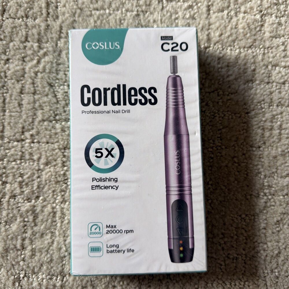 COSLUS Electric Nail Drill File Professional: for Acrylic Gel Dip Powder Nails P